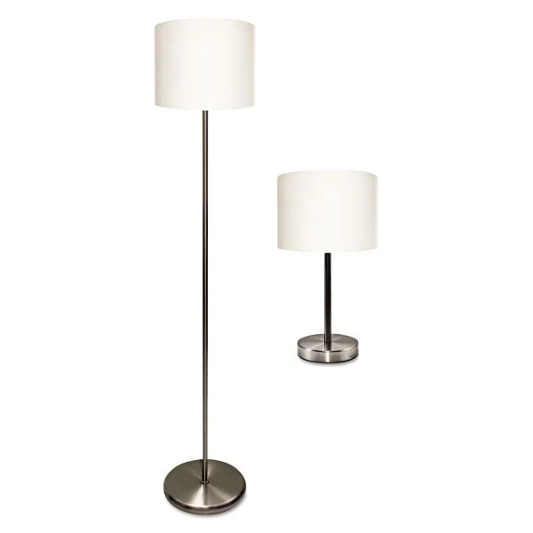 Ledu Slim Line Lamp Set, Table 12.63" High And Floor 61.5" High, Silver 1 Ledu Slim Line Lamp Set, Table 12.63" High And Floor 61.5" High, Silver