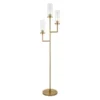 Basso 3-Light Torchiere Floor Lamp With Glass Shade In Brass/Clear