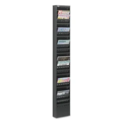 Safco Steel Magazine Rack, 23 Compartments, 10w X 4d X 65.5h, Black