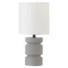 Reyna 13.5" Tall Mini Lamp With Fabric Shade In Concrete/White