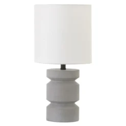 Reyna 13.5" Tall Mini Lamp With Fabric Shade In Concrete/White