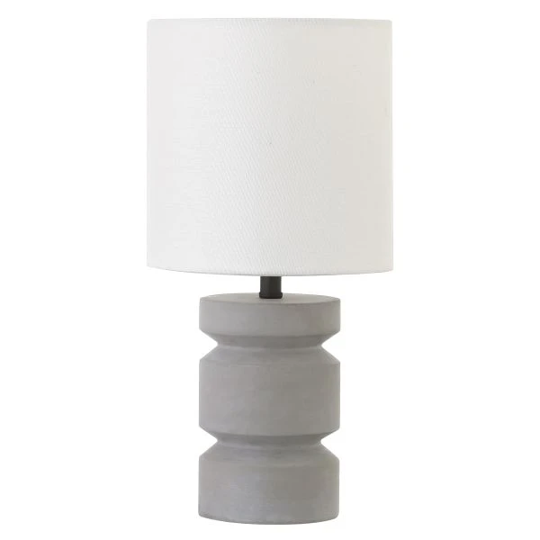 Reyna 13.5" Tall Mini Lamp With Fabric Shade In Concrete/White 1 Reyna 13.5" Tall Mini Lamp With Fabric Shade In Concrete/White