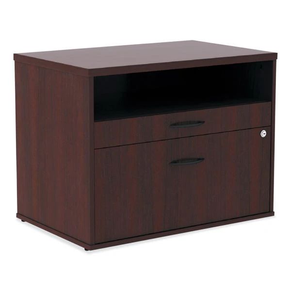 Alera Open Office Desk Series Low File Cabinet Credenza, 2-Drawer: Pencil/File,Legal/Letter,1 Shelf,Mahogany,29.5x19.13x22.88 1 Alera Open Office Desk Series Low File Cabinet Credenza, 2-Drawer: Pencil/File,Legal/Letter,1 Shelf,Mahogany,29.5x19.13x22.88