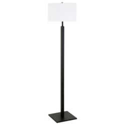 Flaherty 62.32" Tall Floor Lamp With Fabric Shade In Blackened Bronze/White