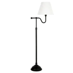 Wellesley 63" Tall Floor Lamp With Fabric Shade In Blackened Bronze/White