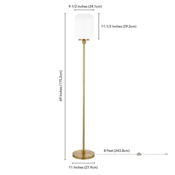 Agnolo 69" Tall Floor Lamp With Glass Shade In Brass/White Milk 4 Agnolo 69" Tall Floor Lamp With Glass Shade In Brass/White Milk - Image 4