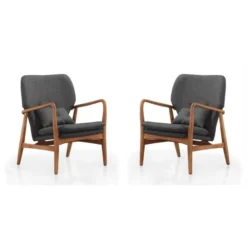 Bradley Accent Chair In Charcoal And Walnut (Set Of 2)