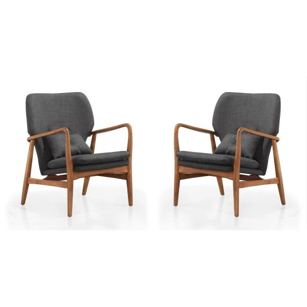 Bradley Accent Chair In Charcoal And Walnut (Set Of 2) 1 Bradley Accent Chair In Charcoal And Walnut (Set Of 2)