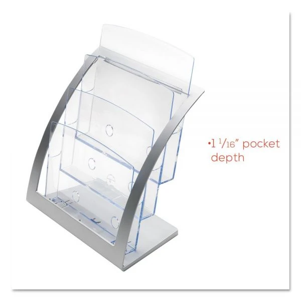 Deflecto 3-Tier Literature Holder, Leaflet Size, 11.25w X 6.94d X 13.31h, Silver 7 Deflecto 3-Tier Literature Holder, Leaflet Size, 11.25w X 6.94d X 13.31h, Silver - Image 7