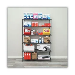 Alera NSF Certified 6-Shelf Wire Shelving Kit, 48w X 18d X 72h, Black -office furniture sale 1475a8c0ec6e507b61d8e9792e7101a248