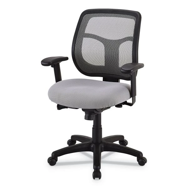 Eurotech Apollo Mid-Back Mesh Chair, 18.1" To 21.7" Seat Height, Silver Seat, Silver Back, Black Base 2 Eurotech Apollo Mid-Back Mesh Chair, 18.1" To 21.7" Seat Height, Silver Seat, Silver Back, Black Base - Image 2