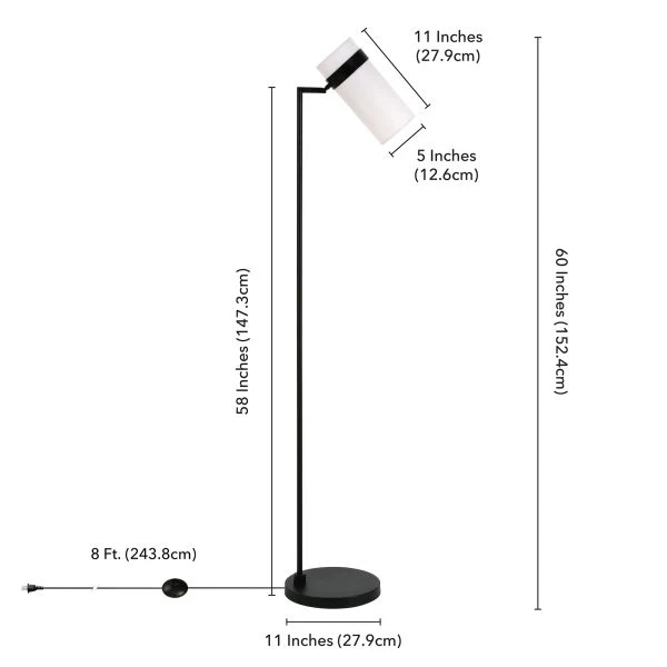 Marsden 60" Tall Floor Lamp With Fabric Shade In Blackened Bronze/White 3 Marsden 60" Tall Floor Lamp With Fabric Shade In Blackened Bronze/White - Image 3