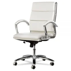 Alera Neratoli Mid-Back Slim Profile Chair, Supports Up To 250 Lbs., White Seat/White Back, Chrome Base -office furniture sale 14df3778770bf53cb884f5b25ea302af61
