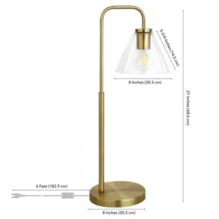 Henderson 27" Tall Arc Table Lamp With Glass Shade In Brass/Clear -office furniture sale 14f39a7255a34864d448a9476a74fba540