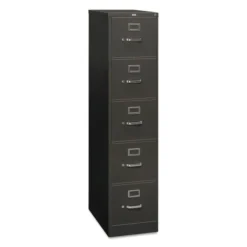 HON 310 Series 5-Drawer Vertical Metal File Cabinet, Letter, 60" Height, Full-Suspension, Charcoal