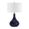 Mirabella 25.5" Tall Table Lamp With Fabric Shade In Navy Blue Glass/White