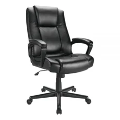 Hurston Bonded Leather High-Back Executive Chair, Black, BIFMA Certified