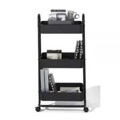 Mobile 3-Tier Storage Cart, 35-5/8"H X 17-15/16"W X 14-5/16"D, Black -office furniture sale 15634518ec0b43b3a4639b723997b03963