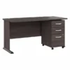 Bush Business Furniture Studio A 60W Computer Desk With 3 Drawer Mobile File Cabinet In Storm Gray