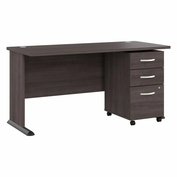 Bush Business Furniture Studio A 60W Computer Desk With 3 Drawer Mobile File Cabinet In Storm Gray 1 Bush Business Furniture Studio A 60W Computer Desk With 3 Drawer Mobile File Cabinet In Storm Gray