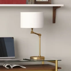 Lucas Height-Adjustable Table Lamp With Fabric Shade In Brushed Brass/White -office furniture sale 15a7e75a62c192680706676b0878d248ad