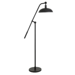 Devon Boom Arm Floor Lamp With Metal Shade In Blackened Bronze/Blackened Bronze