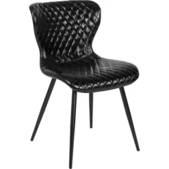 Bristol Contemporary Upholstered Chair In Black Vinyl