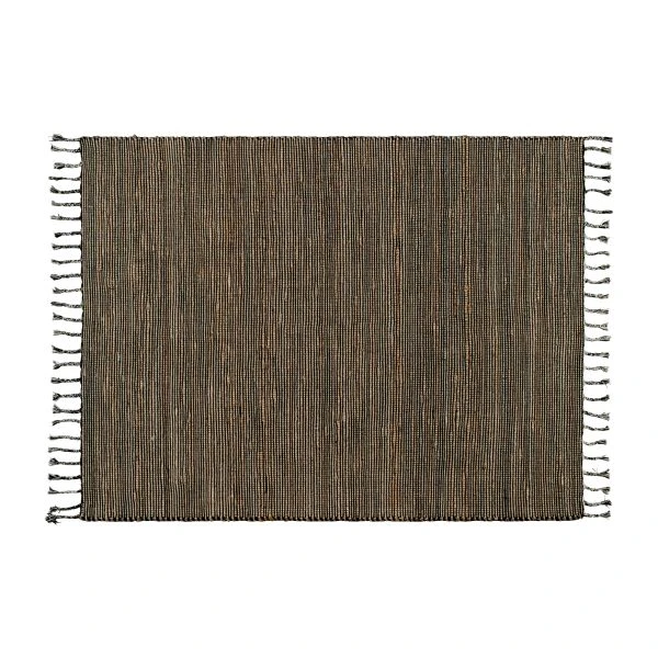 Doris 5' X 7' Handwoven Jute And Cotton Blend Area Rug With Braided Tassels In Black And Jute 3 Doris 5' X 7' Handwoven Jute And Cotton Blend Area Rug With Braided Tassels In Black And Jute - Image 3