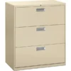 HON 600 Series Three-Drawer Lateral File, Letter/Legal/A4, 36w X 18d, Putty