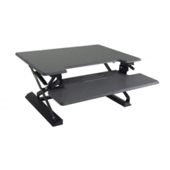 Victor High Rise Height Adjustable Standing Desk With Keyboard Tray, Black, 31" Wide