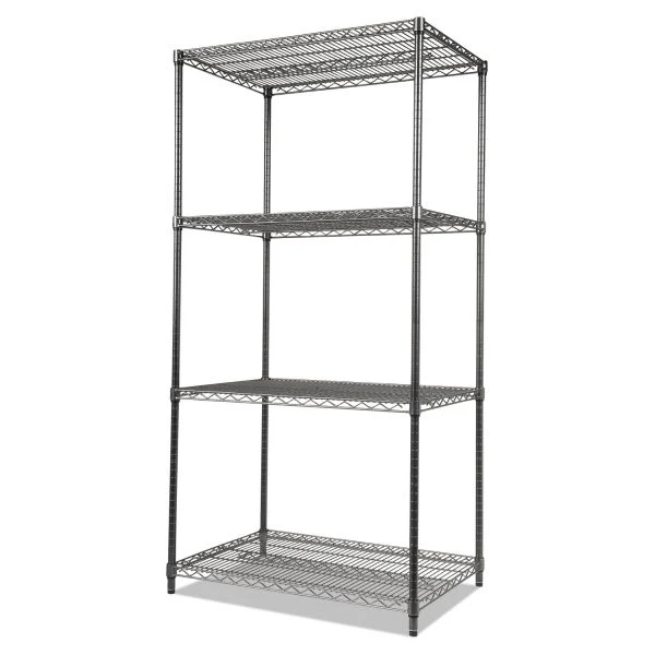 Alera Wire Shelving Starter Kit, Four-Shelf, 36w X 18d X 72h, Black Anthracite 2 Alera Wire Shelving Starter Kit, Four-Shelf, 36w X 18d X 72h, Black Anthracite - Image 2