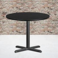 Stiles 36'' Round Black Laminate Table Top With 30'' X 30'' Table Height Base