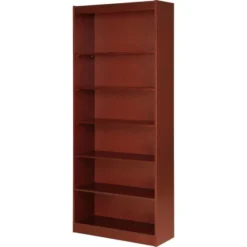 Lorell 6-Shelf Panel Wood Veneer Bookcase