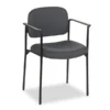 HON VL616 Stacking Guest Chair With Arms, Fabric Upholstery, 23.25" X 21" X 32.75", Charcoal Seat, Charcoal Back, Black Base