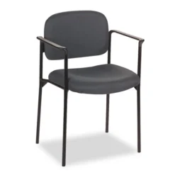 HON VL616 Stacking Guest Chair With Arms, Fabric Upholstery, 23.25" X 21" X 32.75", Charcoal Seat, Charcoal Back, Black Base