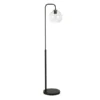Harrison Arc Floor Lamp With Glass Shade In Blackened Bronze/Clear