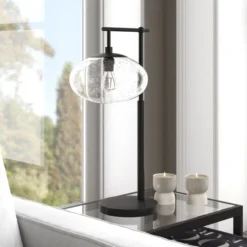 Blume 25" Tall Arc Table Lamp With Glass Shade In Blackened Bronze/Seeded 14 Blume 25" Tall Arc Table Lamp With Glass Shade In Blackened Bronze/Seeded -office furniture sale 19677599350c8de3947d5f779308080f1e