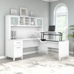 Bush Furniture Somerset 72W 3 Position Sit To Stand L Shaped Desk With Hutch In White 16 Bush Furniture Somerset 72W 3 Position Sit To Stand L Shaped Desk With Hutch In White -office furniture sale 19ea227593c18babced842ed64589e7503