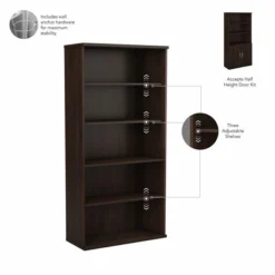 Bush Business Furniture Hybrid Tall 5 Shelf Bookcase With Doors In Black Walnut -office furniture sale 19fccae71ec6fb8e844e6284ccb72bdd43 1