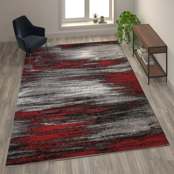 Rylan Collection 8' X 10' Red Scraped Design Area Rug - Olefin Rug With Jute Backing - Living Room, Bedroom, Entryway 1 Rylan Collection 8' X 10' Red Scraped Design Area Rug - Olefin Rug With Jute Backing - Living Room, Bedroom, Entryway