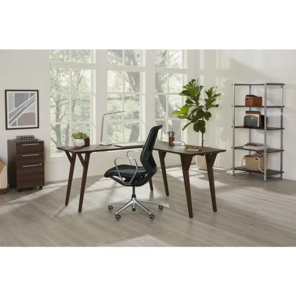 Trezza 60"H 4-Shelf Bookcase, Warm Walnut 3 Trezza 60"H 4-Shelf Bookcase, Warm Walnut - Image 3