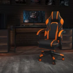 X40 Gaming Chair Racing Ergonomic Computer Chair With Fully Reclining Back/Arms, Slide-Out Footrest, Massaging Lumbar - Black/Orange