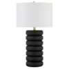 Zelda 25" Tall Ceramic Bubble Body Table Lamp With Fabric Shade In Matte Black/Brass/White