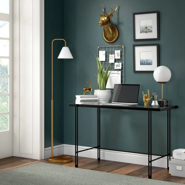 Henderson Arc Floor Lamp With Glass Shade In Brass/White Milk 7 Henderson Arc Floor Lamp With Glass Shade In Brass/White Milk - Image 7