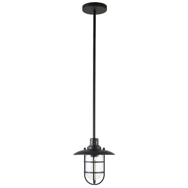 Bay 8.25" Wide Lantern Pendant With Glass/Metal Shade In Blackened Bronze/Clear 1 Bay 8.25" Wide Lantern Pendant With Glass/Metal Shade In Blackened Bronze/Clear