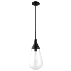 Ambrose 8.63" Wide Pendant With Glass Shade In Blackened Bronze/Clear