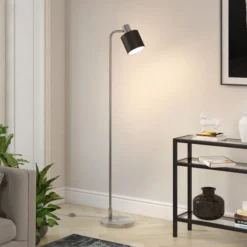Thew 65" Tall Floor Lamp With Metal Shade In Nickel/Black 10 Thew 65" Tall Floor Lamp With Metal Shade In Nickel/Black -office furniture sale 1c713fd85031703009a3c73a4dc9da83e1