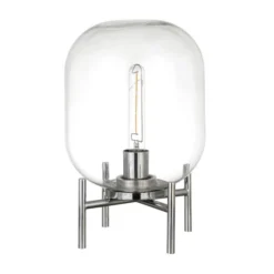 Edison 15.38" Tall Table Lamp With Glass Shade In Polished Nickel/Clear