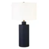 Carlina 25" Tall Ceramic Table Lamp With Fabric Shade In Matte Navy/White