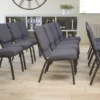 Flash Furniture HERCULES Series 18.5''W Dark Gray Fabric Stacking Church Chair With 4.25'' Thick Seat - Silver Vein Frame